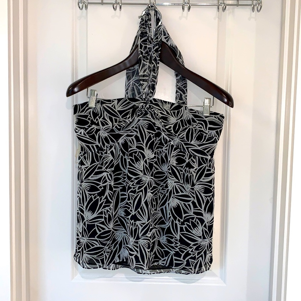 Loft halter top, black/white, size 10
